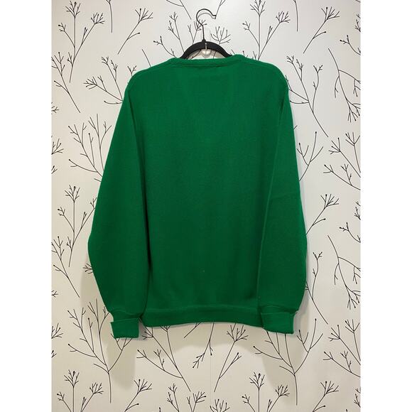 VINTAGE 70s THE FOX SWEATER Kelly Green Vneck MEDIUM Grandpacore Academia Prep - Picture 4 of 6